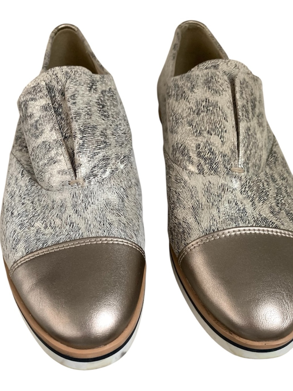Geox Metallic Champagne and Ivory Slip-On Loafer - Picture 2 of 5